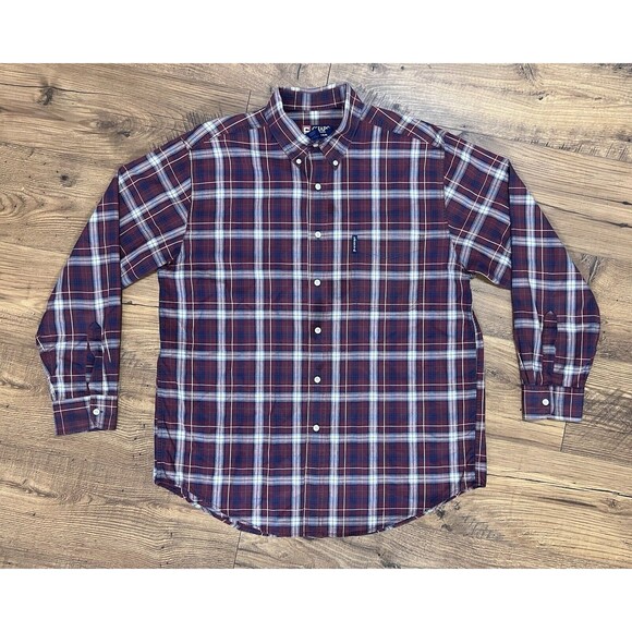 Ralph Lauren Chaps Button Down Shirt RCL Mens Large Red Plaid Check Long Sleeve - Picture 1 of 11